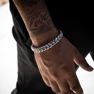 Heavy Solid White Gold Plated Stainless Steel Men's Miami Cuban Link Bracelet